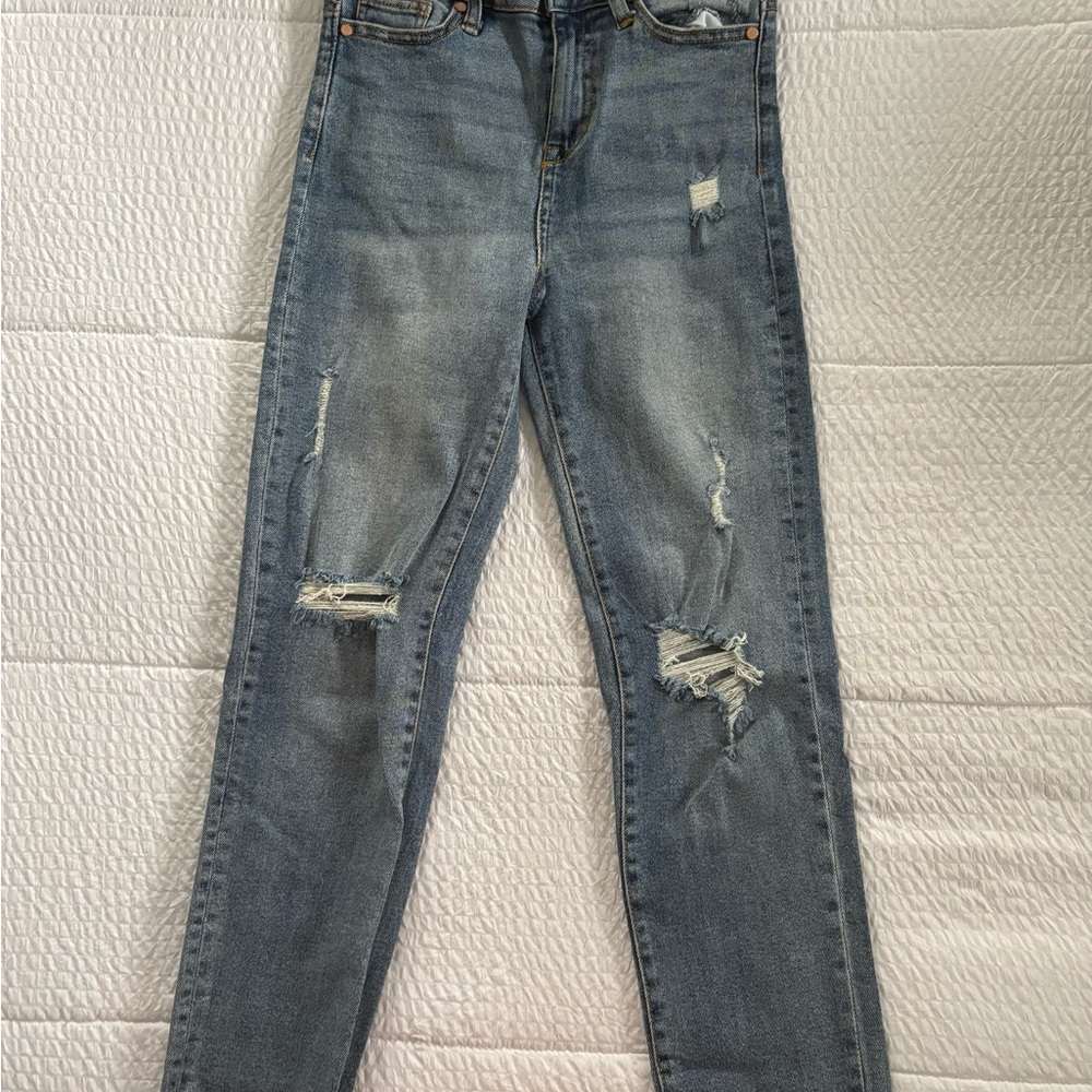 Kendall and Kylie High rise straight ripped jeans